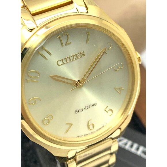 Citizen Women's Watch EM0752-54P Eco Drive Gold Dial Stainless Steel Cas…
